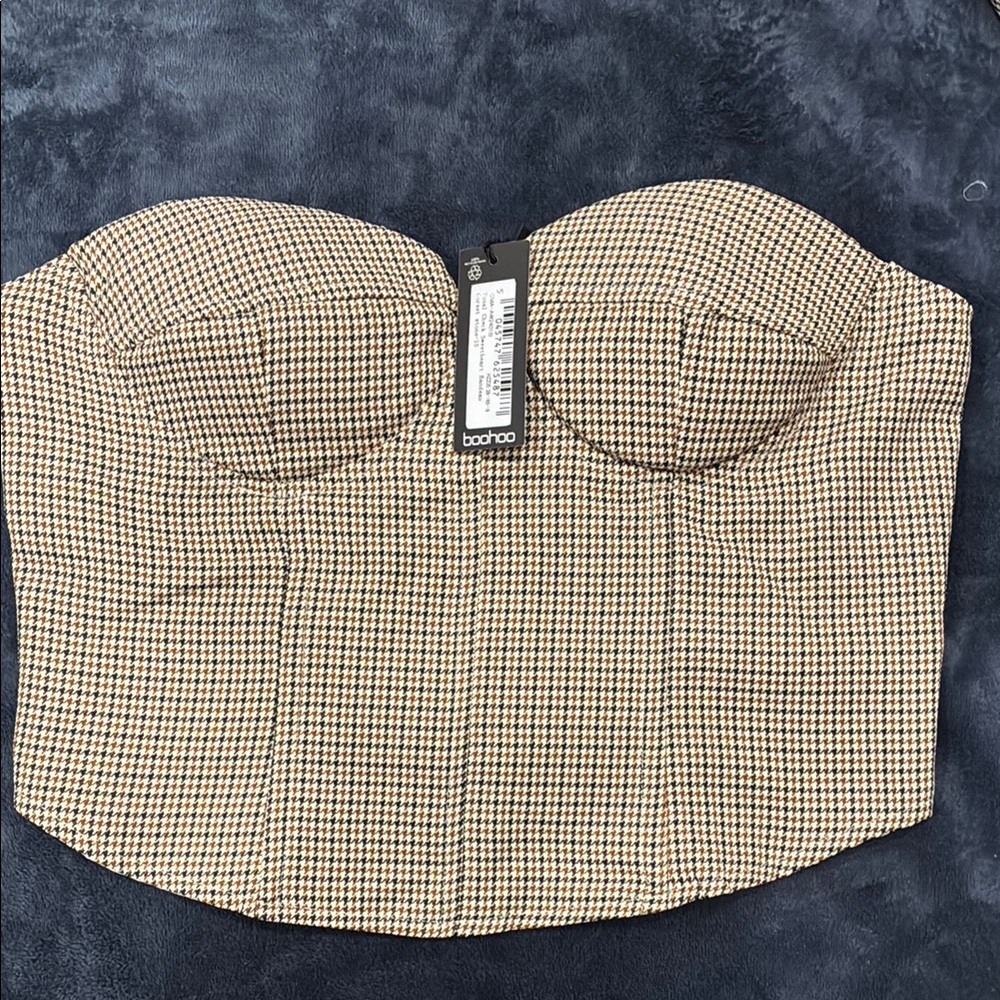 Boohoo Houndstooth Bustier Top